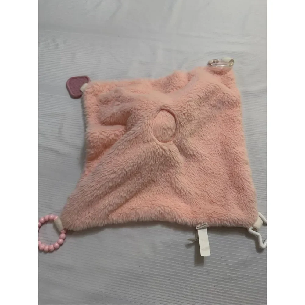 Dream Gro Pink Bear Lovey Plush Rattle Security Blanket Teether Sensory Toy